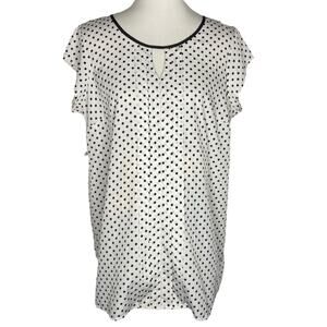 Two Hearts Maternity Top White Black Polka Dot Keyhole Tunic Large NO BELT Retro